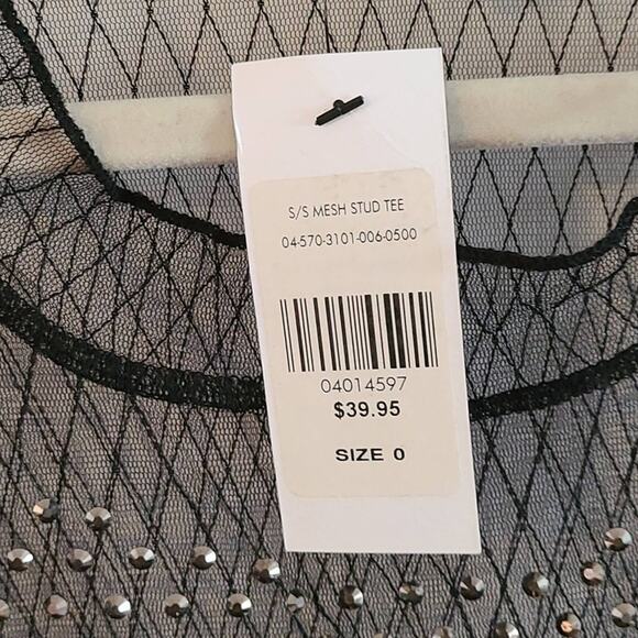 NWT Fashion to Figure Studded Sheer Mesh Blouse Black Plus Size 0X Statement Top - Picture 5 of 6